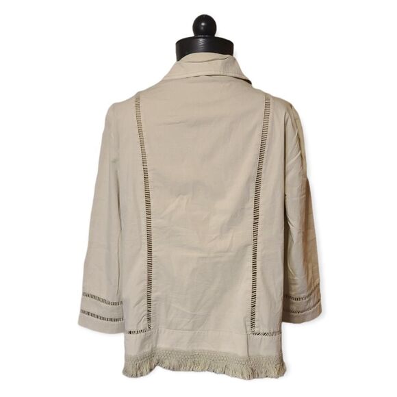 Chico's Tan Blazer Relaxed Fit with Fringe - Picture 4 of 7